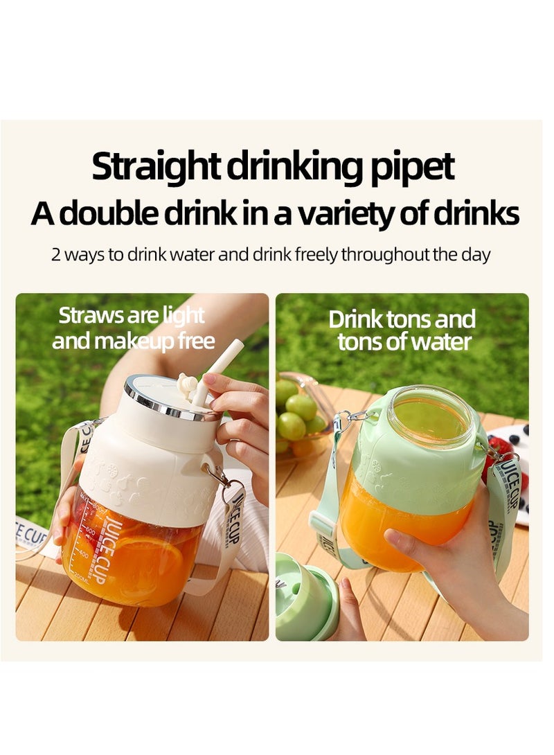 Portable Juicer Cup, Electric USB Rechargeable 800ml Blender Cup with 10 Sharp Blades, Personal Mixer Cup Juicer Bottle with Straw, for Travel Picnic Office Gym (K2 White 800ml) - Image 4