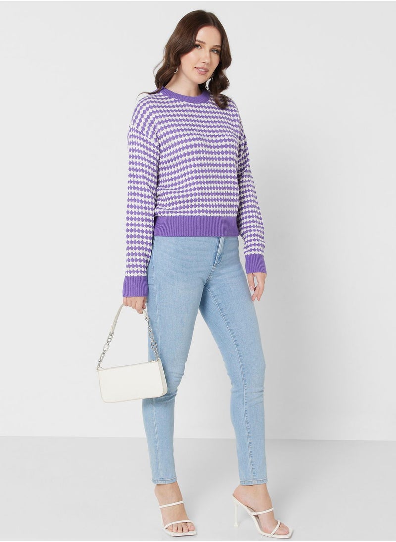 VERO MODA - Checked Knitted Sweater - Image 1