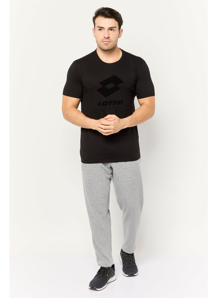 LOTTO Men Sportswear Fit Short Sleeves Outdoor T-Shirt, Black  - Image 2