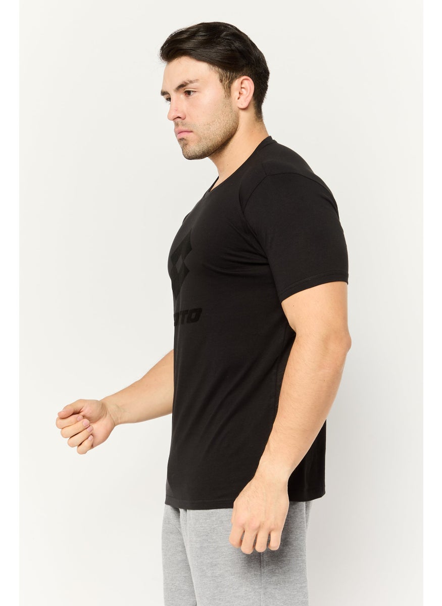 LOTTO Men Sportswear Fit Short Sleeves Outdoor T-Shirt, Black  - Image 4