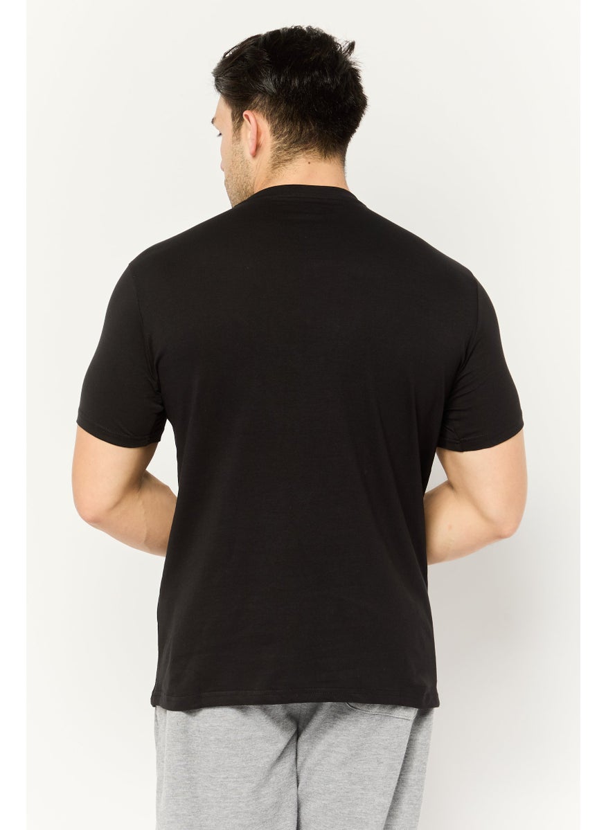 LOTTO Men Sportswear Fit Short Sleeves Outdoor T-Shirt, Black  - Image 3
