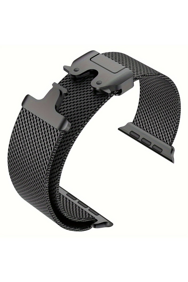 لساعة Apple Watch المعدنية، حلقة شبكية من الفولاذ المقاوم للصدأ مع مشبك معدني على شكل مظلة لساعة Apple Watch Series 10 9 8 7 6 5 4 3 2 1 SE Ultra 2، متوافقة مع أحجام العلبة 42/44/45/49 مم من التيتانيوم - Image 2