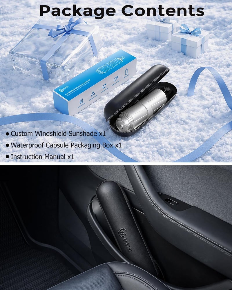 [2026 Upgraded] Custom Windshield Sun Shade for Mid-Size Pickup Truck 5 Layers Ice Crystal Coating Blocks 99% UV, Cools Interior | 360° Swivel Handle for Easy Use - Image 5