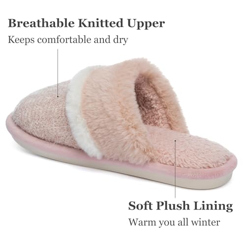 MAXTOP House Slippers for Women Fluffy Memory Foam Cute Comfy Fuzzy Slippers Slip on Anti-Skid Christmas Gifts for Women Mom Indoor and Outdoor Size 7 8 Pink - Image 3