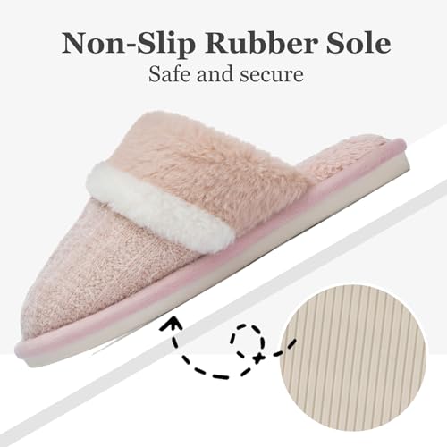 MAXTOP House Slippers for Women Fluffy Memory Foam Cute Comfy Fuzzy Slippers Slip on Anti-Skid Christmas Gifts for Women Mom Indoor and Outdoor Size 7 8 Pink - Image 5