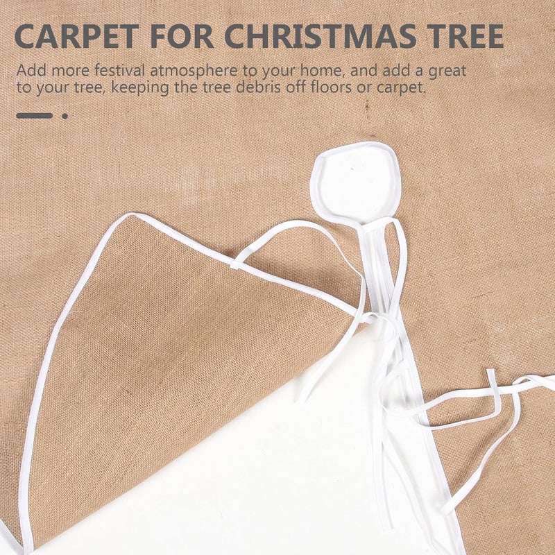 Christmas Tree Skirt DIY Linen Tree Apron 122cm Natural Burlap Decoration for Holiday Home Party and Office Decor - Image 4