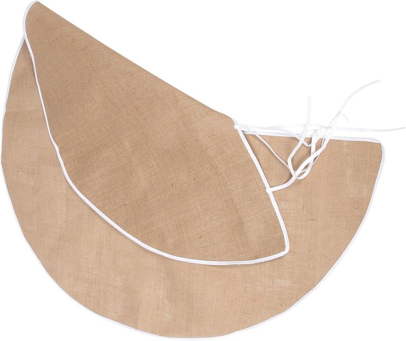 Christmas Tree Skirt DIY Linen Tree Apron 122cm Natural Burlap Decoration for Holiday Home Party and Office Decor - Image 1