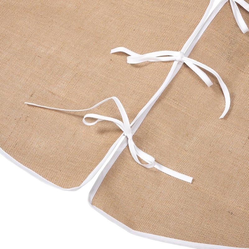 Christmas Tree Skirt DIY Linen Tree Apron 122cm Natural Burlap Decoration for Holiday Home Party and Office Decor - Image 5