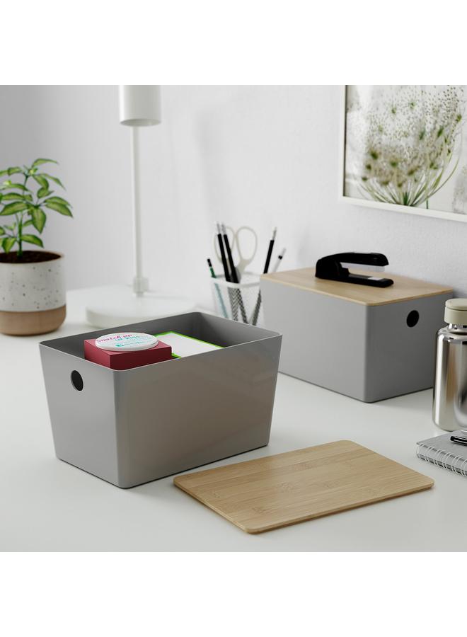 Zaboon Box With Lid, Light Grey/Bamboo, 18X26X15 Cm - Image 2