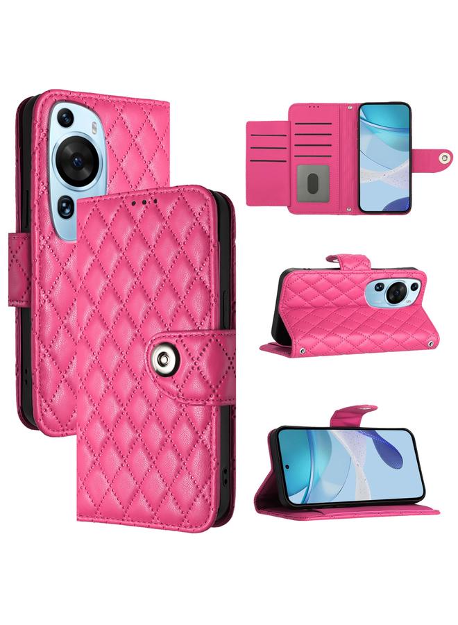 زبون جراب هاتف Huawei P60 من الجلد بتصميم معيني فني مع حبل تعليق - Image 1