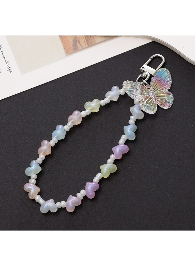 NIBEMINENT Beaded Phone Lanyard, Anti Lost Removable Wrist Strap, Bows And Bows Pendant Bracelet Pendant, Phone Keychain Lanyard - Image 1