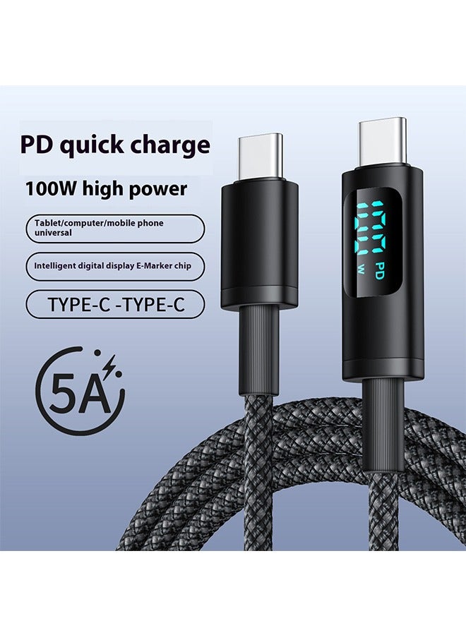 An USB C Cable 100W Fast Charging ，100W Power Delivery PD Fast charge Cable USB C to USB C  Marker for iPhone, MacBook, iPad Pro, Samsung, and Type-C Devices - Black  - Image 2