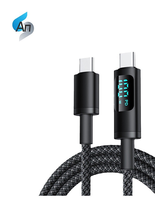 An USB C Cable 100W Fast Charging ，100W Power Delivery PD Fast charge Cable USB C to USB C  Marker for iPhone, MacBook, iPad Pro, Samsung, and Type-C Devices - Black  - Image 1