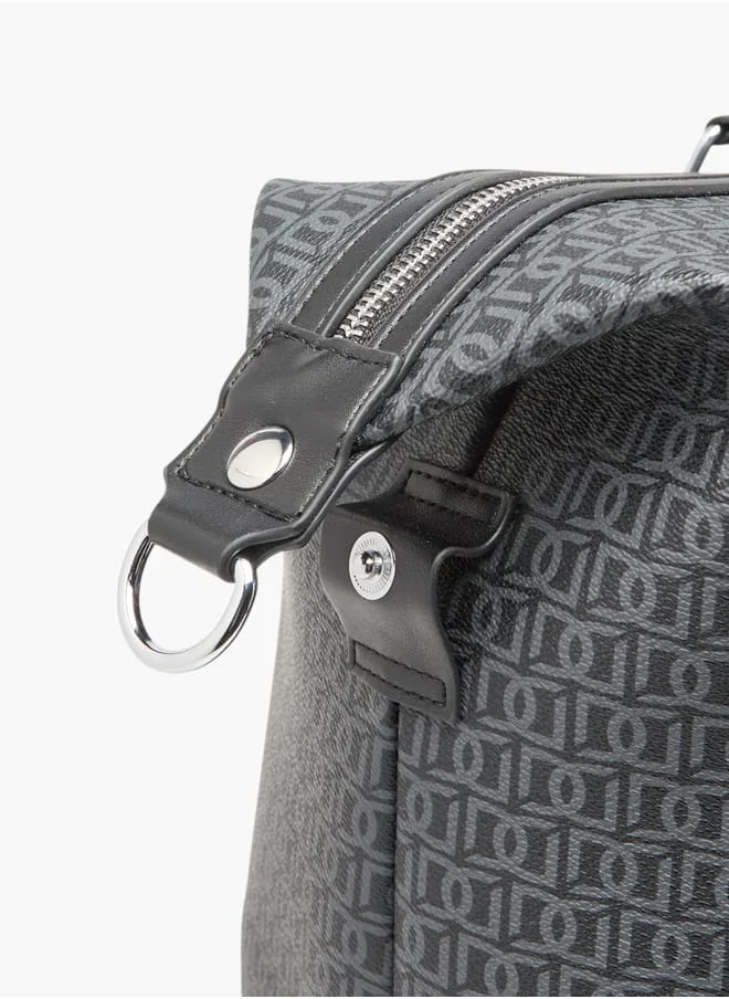 DUCHINI Men Monogram Print Duffle Bag with Zip Closure and Double Handle