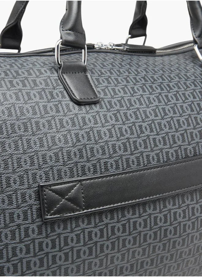 DUCHINI Men Monogram Print Duffle Bag with Zip Closure and Double Handle