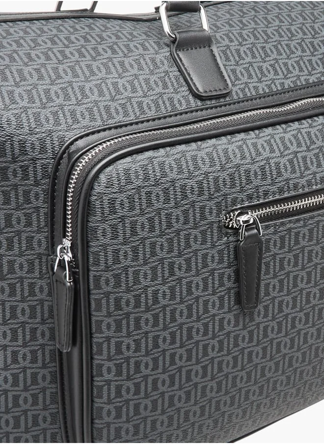 DUCHINI Men Monogram Print Duffle Bag with Zip Closure and Double Handle