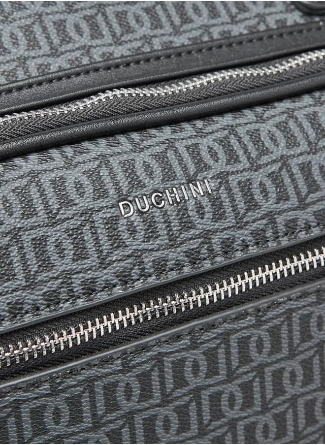 DUCHINI Men Monogram Print Duffle Bag with Zip Closure and Double Handle