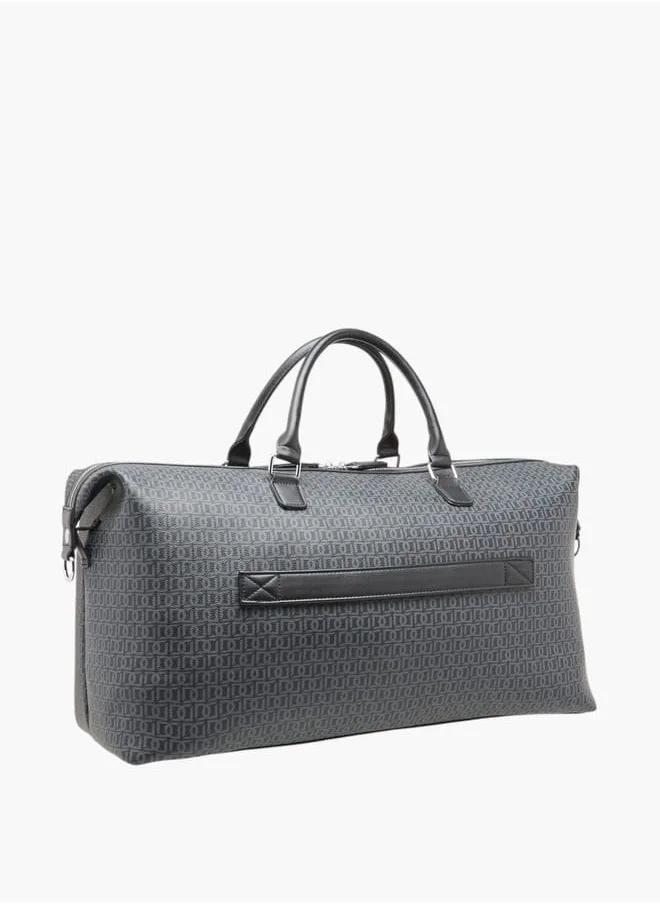 DUCHINI Men Monogram Print Duffle Bag with Zip Closure and Double Handle