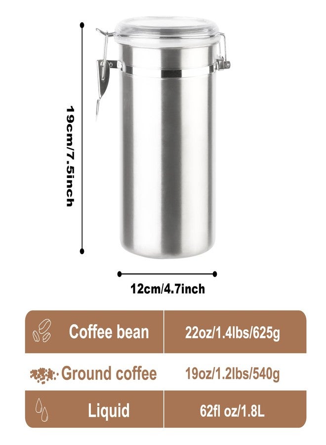 Walktosun Coffee Canister Airtight Coffee Bean Storage Container for Ground Coffee with Lids Stainless Steel Coffee Jar for Coffee Bean, Tea, Flour, Sugar,1.8l/62 Floz（2pcs） - Image 2