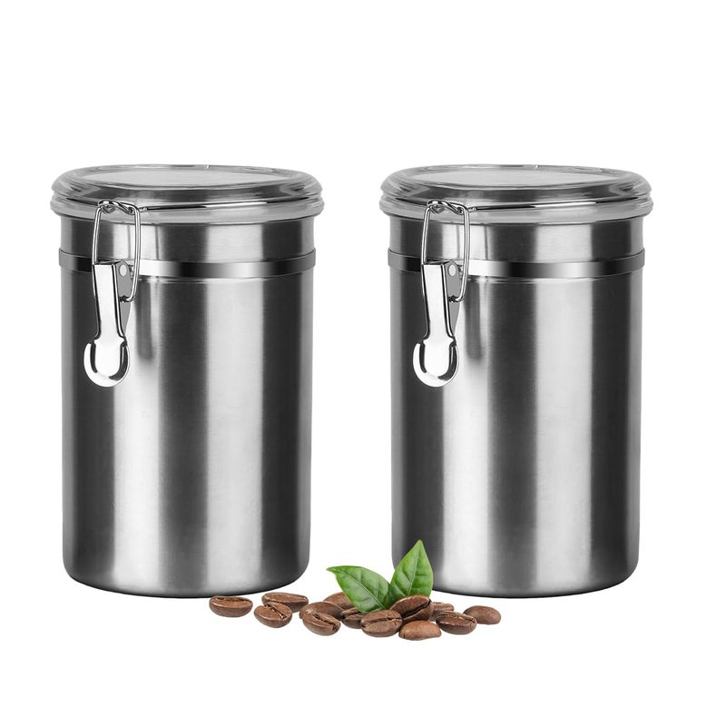 Walktosun Coffee Canister Airtight Coffee Bean Storage Container for Ground Coffee with Lids Stainless Steel Coffee Jar for Coffee Bean, Tea, Flour, Sugar,1.8l/62 Floz（2pcs） - Image 1