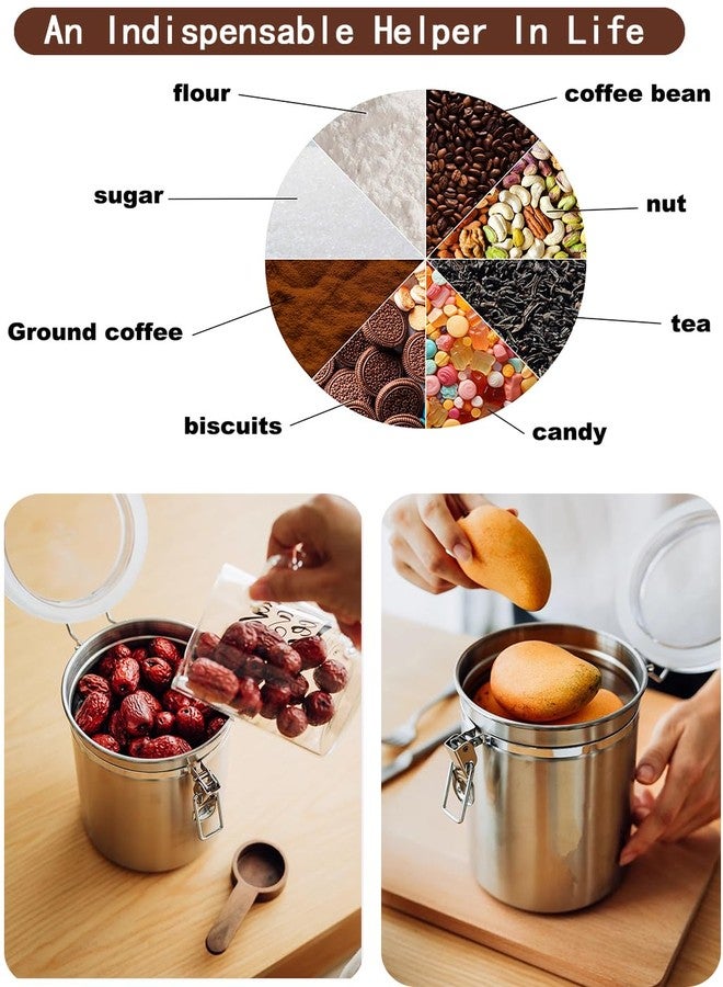 Walktosun Coffee Canister Airtight Coffee Bean Storage Container for Ground Coffee with Lids Stainless Steel Coffee Jar for Coffee Bean, Tea, Flour, Sugar,1.8l/62 Floz（2pcs） - Image 3