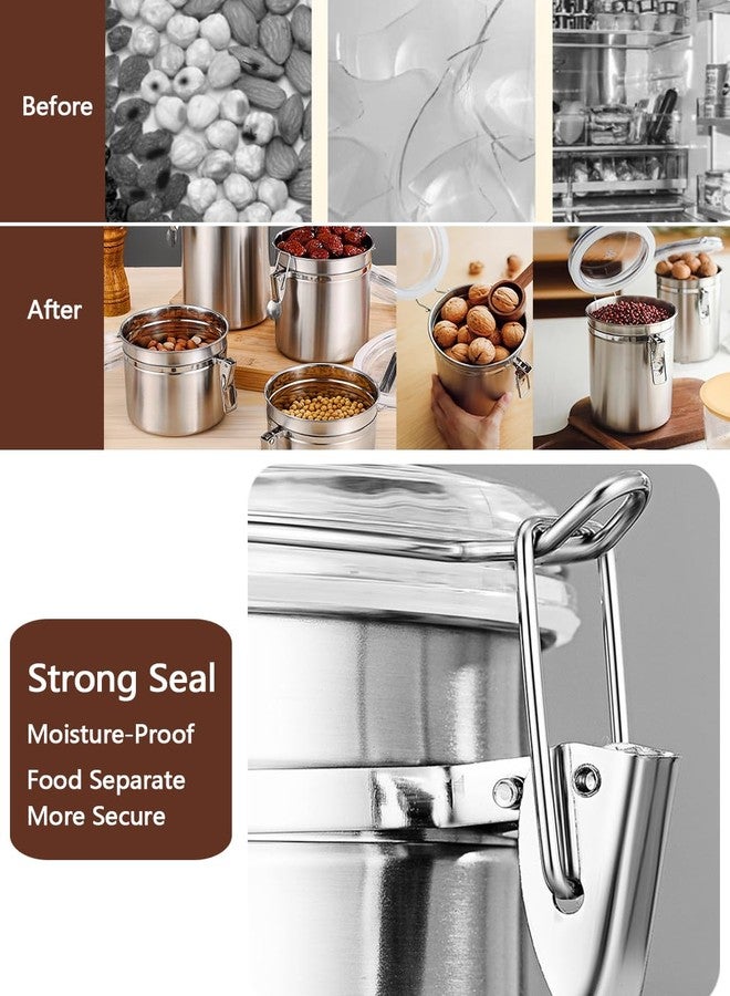 Walktosun Coffee Canister Airtight Coffee Bean Storage Container for Ground Coffee with Lids Stainless Steel Coffee Jar for Coffee Bean, Tea, Flour, Sugar,1.8l/62 Floz（2pcs） - Image 4