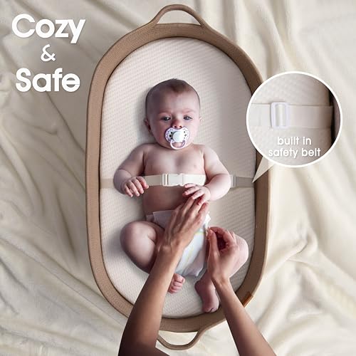 JJOO Baby Changing Basket Includes Diaper Caddy - Soft & Waterproof Dual-Cover, Portable, Changing Pad for Dresser & Changing Table, Gift for Baby Shower, Organic Cotton Rope - Image 4