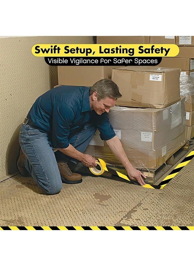 شريط تحذير أمني أسود وأصفر، شريط لاصق لتحديد الأرضيات والجدران والأنابيب والمعدات في مواقع البناء والمناطق الخطرة (33 متر) - Image 4