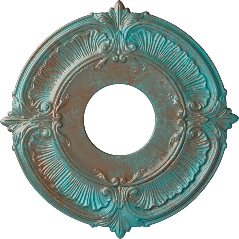 Ekena Millwork CM12ATCGS Attica Ceiling Medallion (Fits Canopies up to 3 1/2"), Hand-Painted Copper Green Patina - Image 1