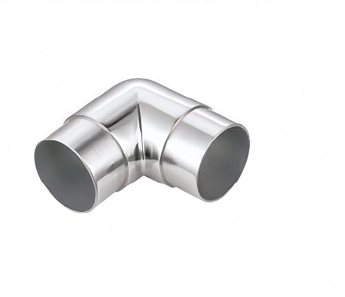 HAIWEN 90 Degree Flush Elbow FittingStainless Steel 304 Handrail Corner Elbow L Shape Tube Component for 508mm2inch Bar Rail Mirror Polished 1Pack - Image 1