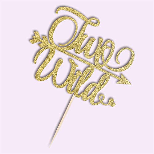 Festiko®Two Wild Cake Topper - Glod Glitter Cake Topper for Baby 2nd Birthday Party Decorations - Image 3
