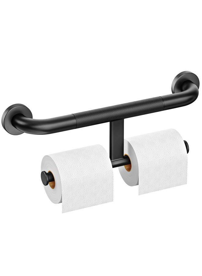 Fanhao Shower Grab Bar w/Double Toilet Paper Roll Holder, 2-in-1 Safety Assist Bar Balanced Support Handle, Stainless Steel Wall Mounted Bathroom Handicap Grab Bar for Senior Elderly Disabled, 45.5cm - Image 1