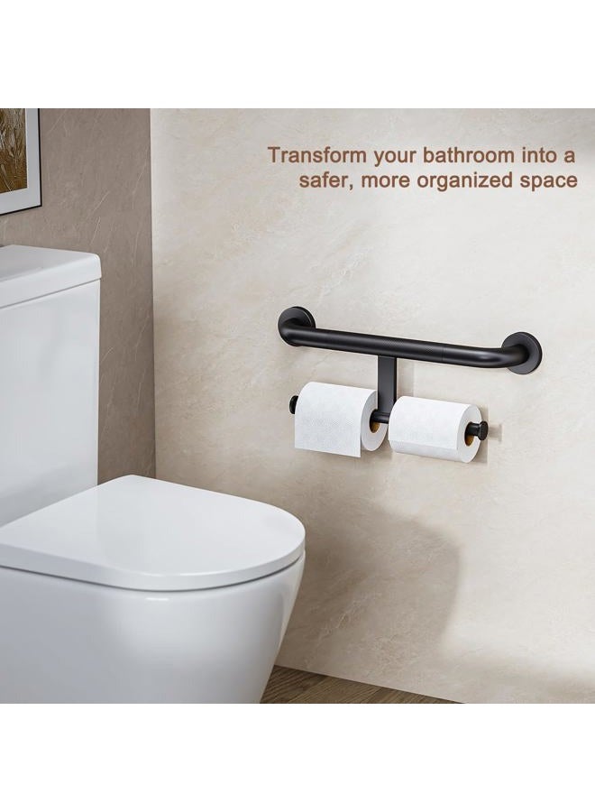 Fanhao Shower Grab Bar w/Double Toilet Paper Roll Holder, 2-in-1 Safety Assist Bar Balanced Support Handle, Stainless Steel Wall Mounted Bathroom Handicap Grab Bar for Senior Elderly Disabled, 45.5cm - Image 5