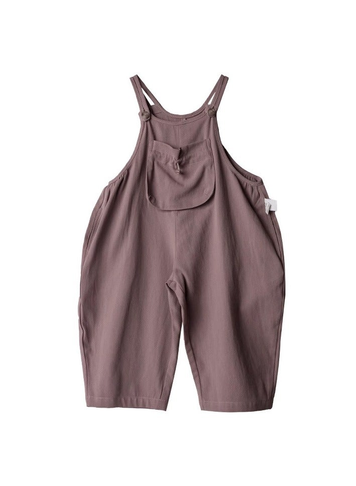 Children's Pure Cotton Large Pocket Shoulder Strap Jumpsuit Casual Pants  - Image 1
