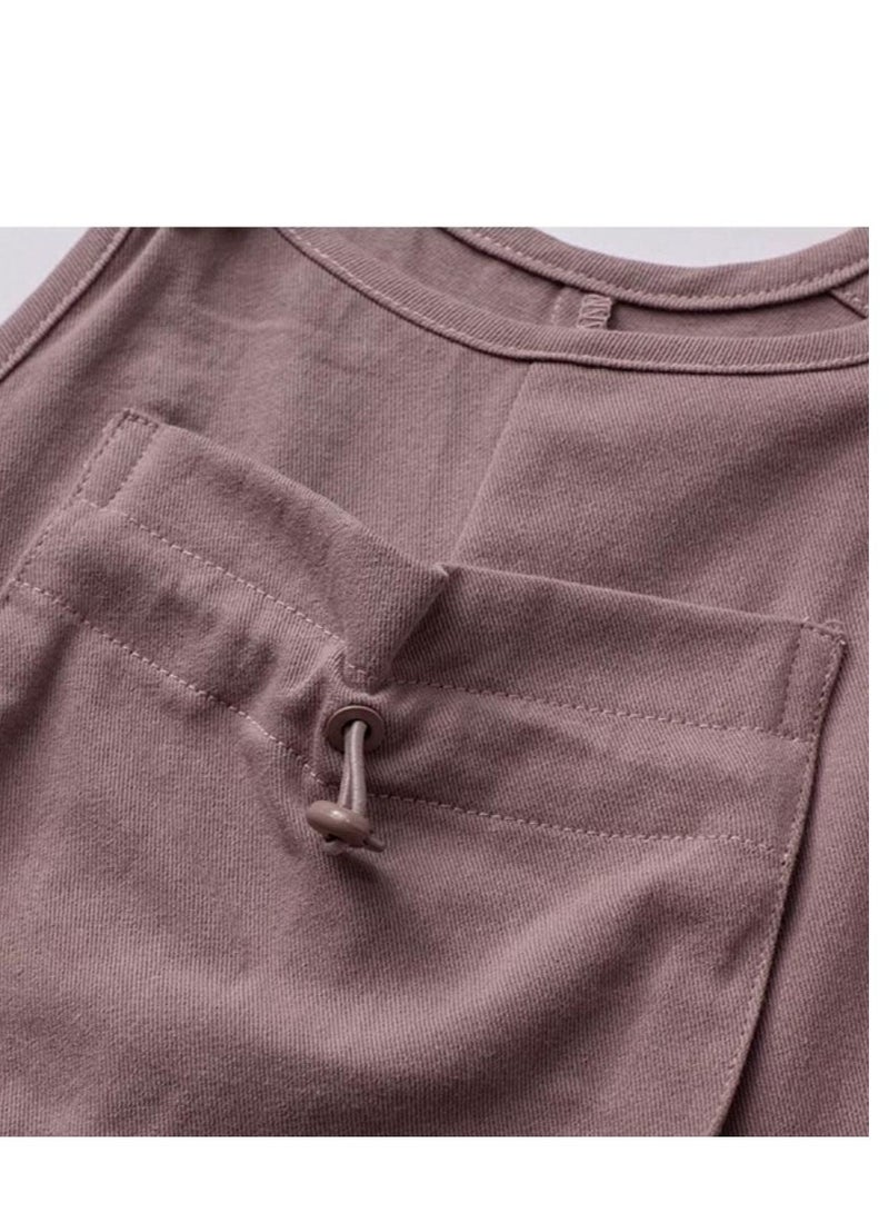 Children's Pure Cotton Large Pocket Shoulder Strap Jumpsuit Casual Pants  - Image 5