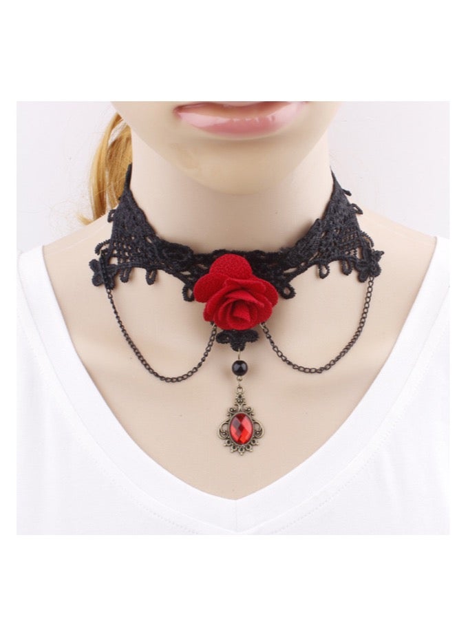 Lace Saffron Jewel Clavicle Chain Earring Ring  - Image 3