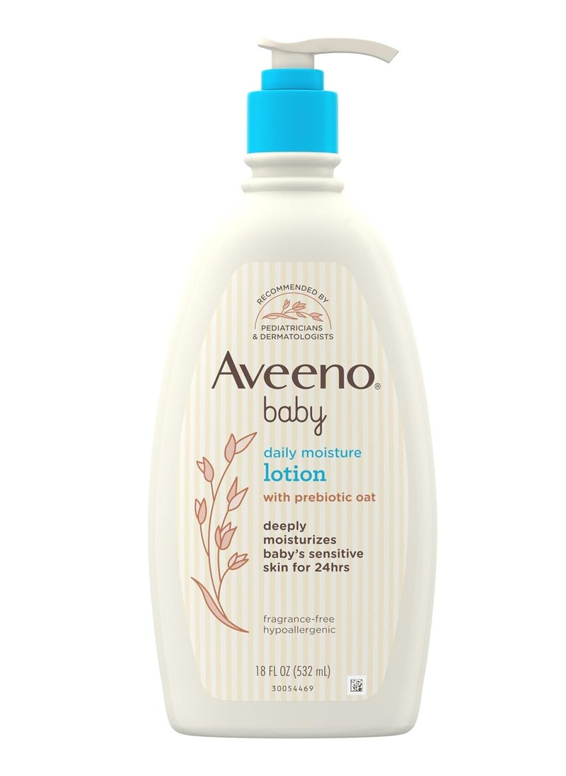 Aveeno Baby Aveeno Baby Daily Moisture Moisturizing Lotion For Delicate Skin With Natural Colloidal Oatmeal & Dimethicone, Hypoallergenic, Fragrance-, Phthalate- & Paraben-Free, 18 Fl. Oz (Package May Vary) 