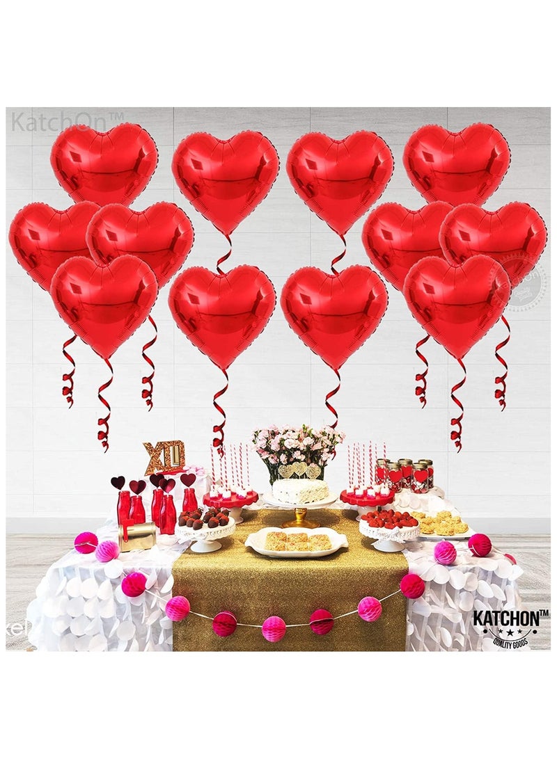 KATCHON Red Heart Foil Balloon Pack of 12 For Party Decoration - Image 3