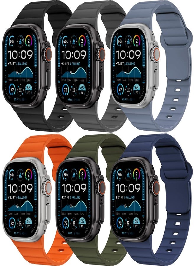Wowstrap 6 Pack Sport Bands for Apple Watch Ultra/3/2 Band 49mm 46mm 45mm 44mm 42mm 41mm 40mm 38mm iWatch Bands for Men Women,Waterproof Silicone Strap Wristband for Apple Watch Series 11 10 9 8 7 6 5 4 SE 3/2 - Image 1