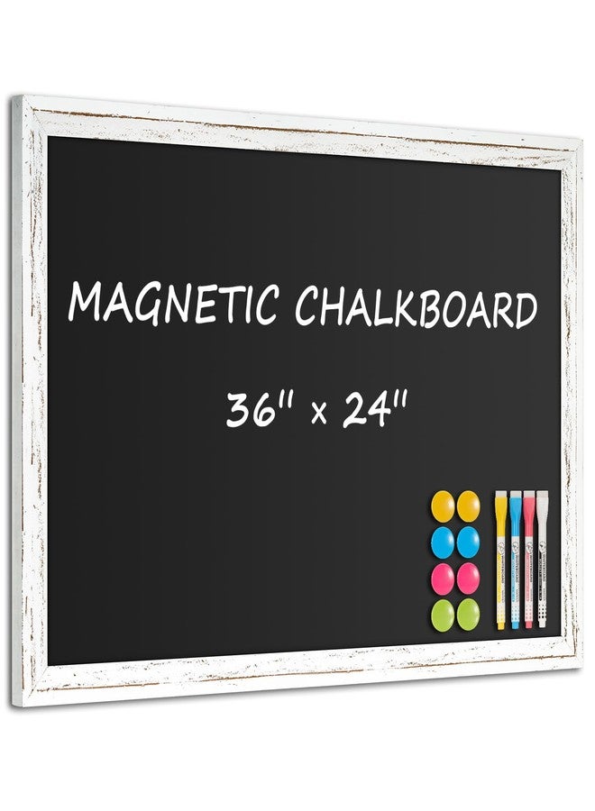 QUEENLINK Rustic Wood Framed Chalkboard, 36" x 24" Wall-Mounted Blackboard for Kitchen, Restaurant Menu, Office & Home Décor - Image 1