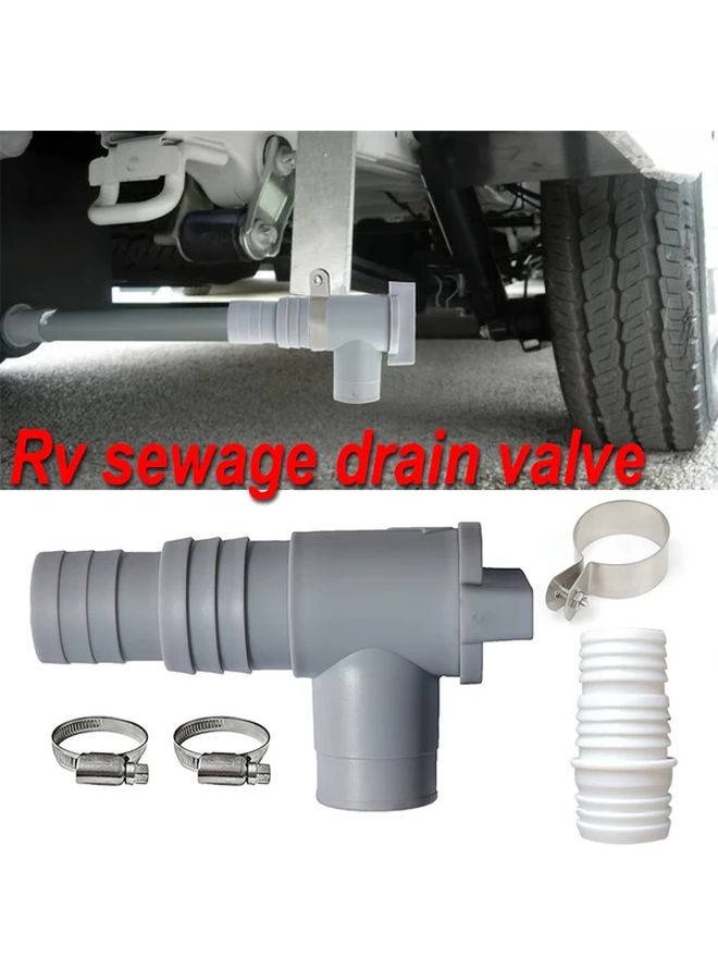 Motorhome Waste Grey Water Tank Drainage Drain Tap 1 Set 28mm 32mm Includes Mounting Bracket Caravan - Image 1