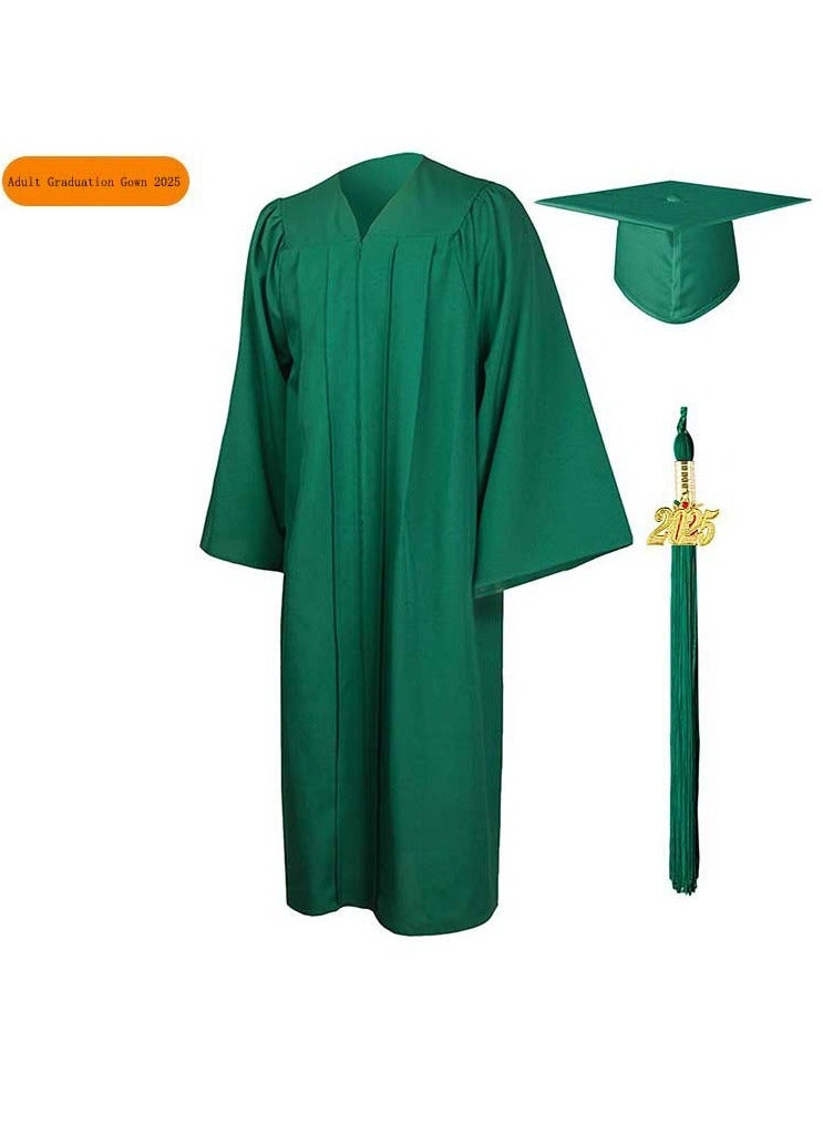 Loquat Middle High School College Graduation Gown Robe With Cap Green - Image 1