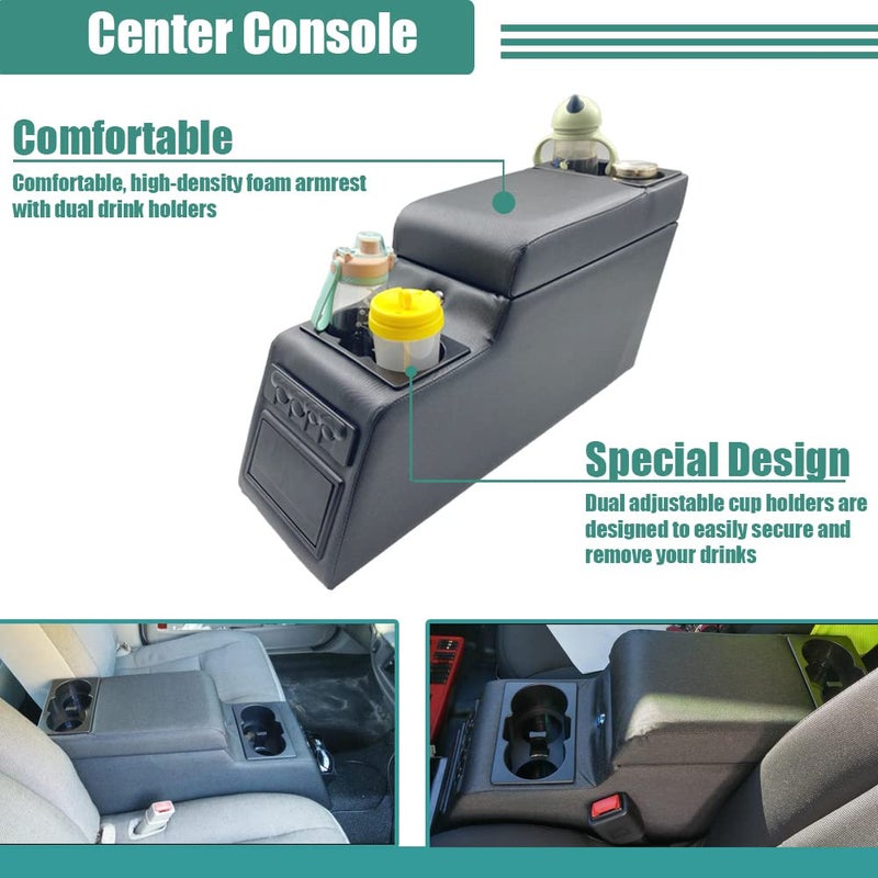 MOOSUN 31515 Denim Black Deluxe Locking Center Console for Jeep CJ-5 1976-1983, CJ-7 1976-1986, Wrangler YJ 1987-1995 - Image 4