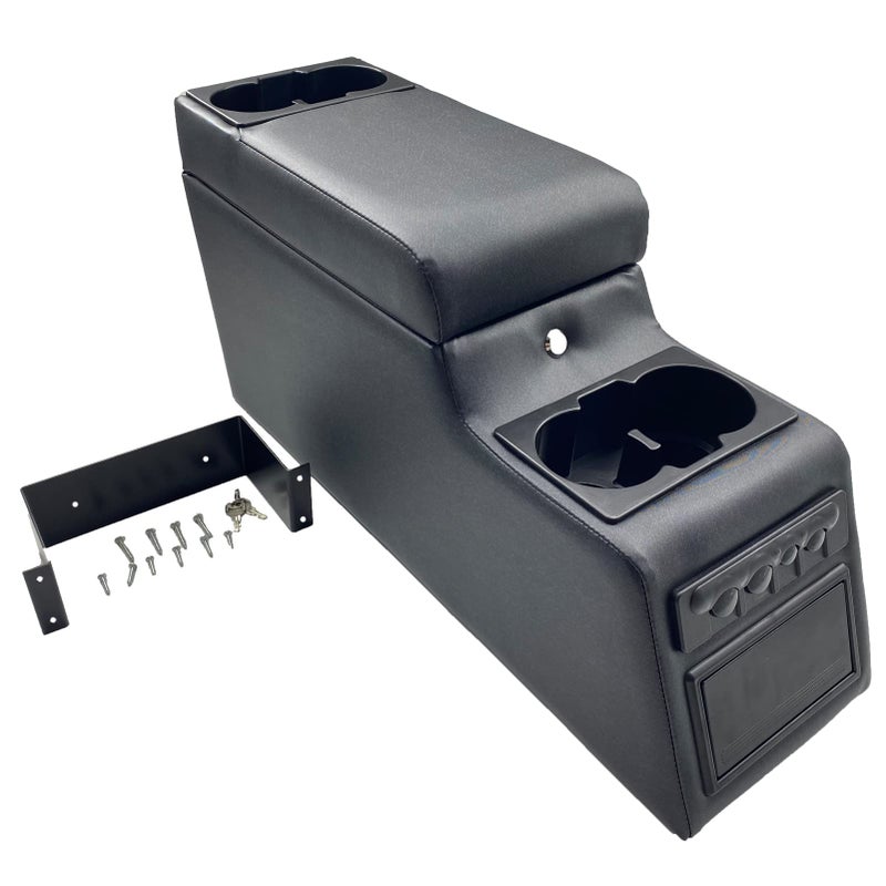 MOOSUN 31515 Denim Black Deluxe Locking Center Console for Jeep CJ-5 1976-1983, CJ-7 1976-1986, Wrangler YJ 1987-1995 - Image 1