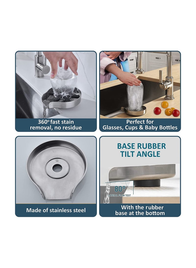 Faucet Glass Rinser for Kitchen Bar Sink Bottle Washer High Pressure Rinse Cup Cleaner Stainless Steel Brush Nickel Sinks Attachment Accessories - Image 2
