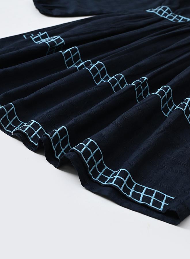 BELLA MODA Embroidered A-Line Dress - Image 5