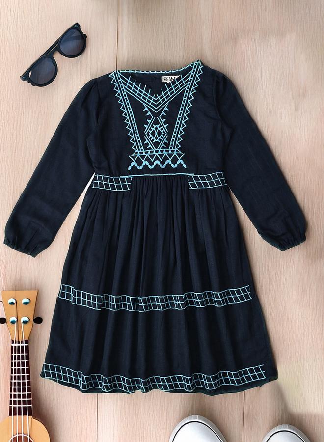 BELLA MODA Embroidered A-Line Dress - Image 1