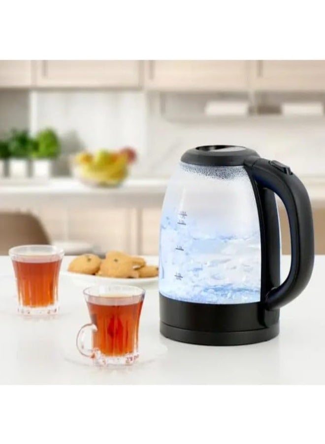 دينكس غلاية كهربائية زجاجية من دينكس DX2006 - سعة 1.8 لتر، غليان سريع، 1500 واط، إيقاف تشغيل تلقائي، مصنوعة من الزجاج والفولاذ المقاوم للصدأ الآمنين للطعام، قاعدة دوارة 360 درجة، سهلة التنظيف، تصميم متين للاستخدام في المنزل والمكتب. - Image 3