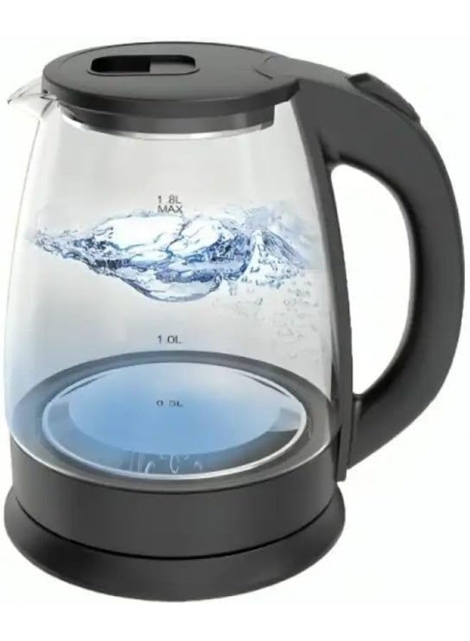 دينكس غلاية كهربائية زجاجية من دينكس DX2006 - سعة 1.8 لتر، غليان سريع، 1500 واط، إيقاف تشغيل تلقائي، مصنوعة من الزجاج والفولاذ المقاوم للصدأ الآمنين للطعام، قاعدة دوارة 360 درجة، سهلة التنظيف، تصميم متين للاستخدام في المنزل والمكتب. - Image 1