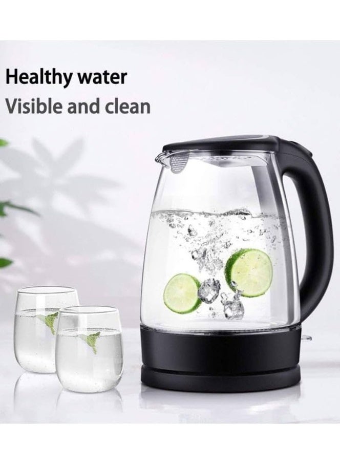 دينكس غلاية كهربائية زجاجية من دينكس DX2006 - سعة 1.8 لتر، غليان سريع، 1500 واط، إيقاف تشغيل تلقائي، مصنوعة من الزجاج والفولاذ المقاوم للصدأ الآمنين للطعام، قاعدة دوارة 360 درجة، سهلة التنظيف، تصميم متين للاستخدام في المنزل والمكتب. - Image 5